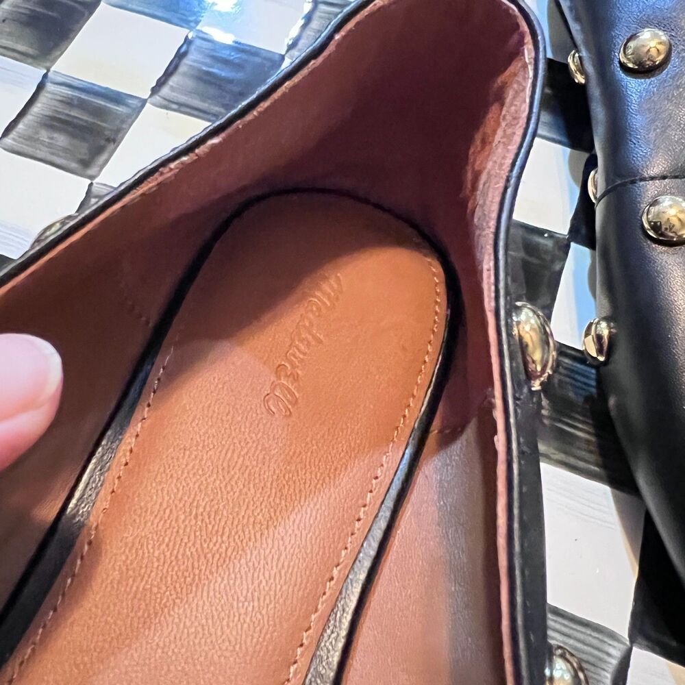 MADEWELL 11 The Mylie Ballet Big Dome Stud Leather Flat NX065 - Picture 3 of 8